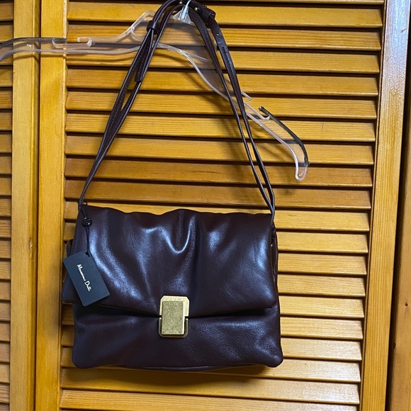 Massimo Dutti Rich Brown Leather Shoulder Bag - Picture 1 of 6